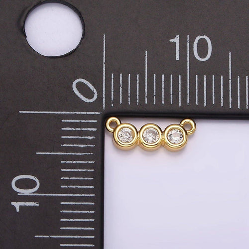 14K Gold Filled 4mm Triple Clear Round CZ Bezel Mini Connector